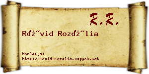 Rövid Rozália névjegykártya